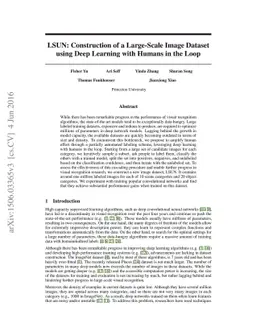 LSUN: Construction of a Large-scale Image Dataset using Deep Learning
  with Humans in the Loop