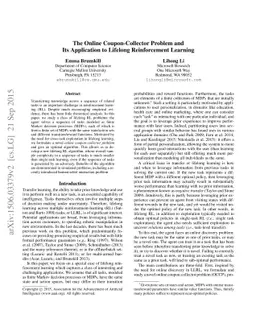 The Online Coupon-Collector Problem and Its Application to Lifelong
  Reinforcement Learning