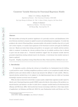 Consistent Variable Selection for Functional Regression Models