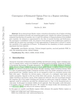Convergence of Estimated Option Price in a Regime switching Market