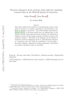 Moment estimators of the extreme value index for randomly censored data
  in the Weibull domain of attraction