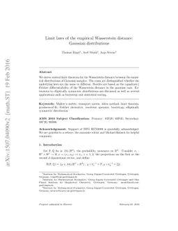 Limit laws of the empirical Wasserstein distance: Gaussian distributions