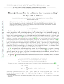 The projection method for continuous-time consensus seeking