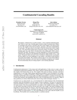 Combinatorial Cascading Bandits