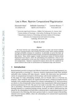 Less is More: Nyström Computational Regularization