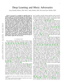 Deep Learning and Music Adversaries