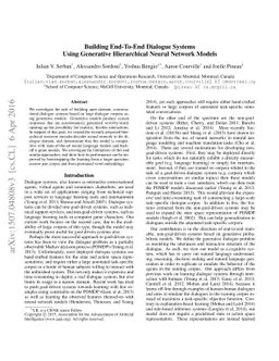 Building End-To-End Dialogue Systems Using Generative Hierarchical
  Neural Network Models