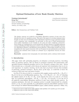 Optimal Estimation of Low Rank Density Matrices
