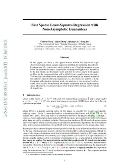 Fast Sparse Least-Squares Regression with Non-Asymptotic Guarantees