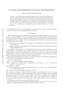A concise parametrisation of affine transformation