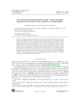 Quantitative information flow under generic leakage functions and
  adaptive adversaries