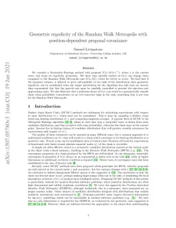 Geometric ergodicity of the Random Walk Metropolis with
  position-dependent proposal covariance