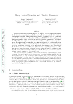 Noisy Rumor Spreading and Plurality Consensus