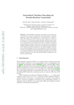 Generalized Totalizer Encoding for Pseudo-Boolean Constraints