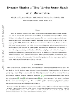 Dynamic Filtering of Time-Varying Sparse Signals via l1 Minimization