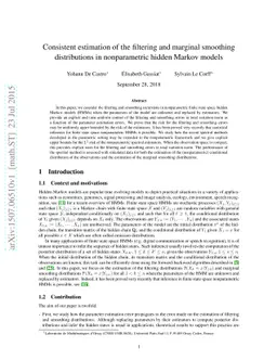 Consistent estimation of the filtering and marginal smoothing
  distributions in nonparametric hidden Markov models