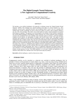 The Digital Synaptic Neural Substrate: A New Approach to Computational
  Creativity