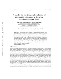 A model for the temporal evolution of the spatial coherence in decaying
  reverberant sound fields