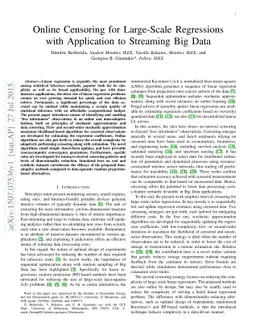 Online Censoring for Large-Scale Regressions with Application to
  Streaming Big Data