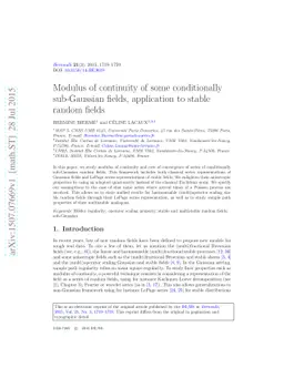 Modulus of continuity of some conditionally sub-Gaussian fields,
  application to stable random fields