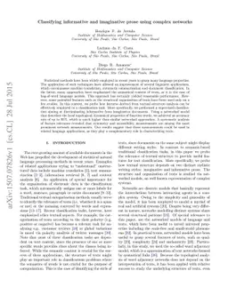 Classifying informative and imaginative prose using complex networks