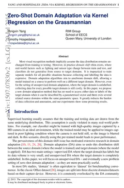 Zero-Shot Domain Adaptation via Kernel Regression on the Grassmannian