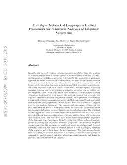 Multilayer Network of Language: a Unified Framework for Structural
  Analysis of Linguistic Subsystems