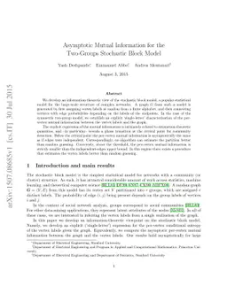 Asymptotic Mutual Information for the Two-Groups Stochastic Block Model
