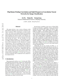 Flip-Rotate-Pooling Convolution and Split Dropout on Convolution Neural
  Networks for Image Classification