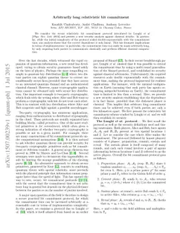 Arbitrarily long relativistic bit commitment