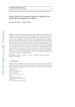 From Causes for Database Queries to Repairs and Model-Based Diagnosis
  and Back