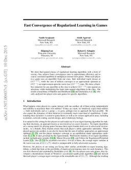 Fast Convergence of Regularized Learning in Games