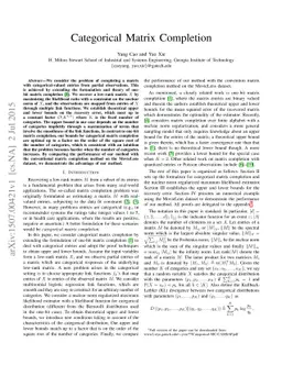 Categorical Matrix Completion