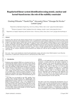 Regularized linear system identification using atomic, nuclear and
  kernel-based norms: the role of the stability constraint
