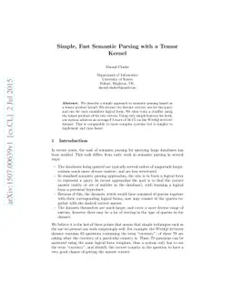 Simple, Fast Semantic Parsing with a Tensor Kernel