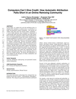 Computers Can't Give Credit: How Automatic Attribution Falls Short in an
  Online Remixing Community