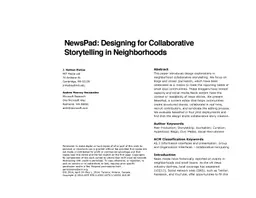 NewsPad: Designing for Collaborative Storytelling in Neighborhoods