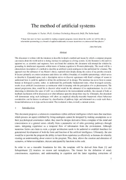 The method of artificial systems