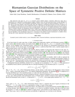 Riemannian Gaussian Distributions on the Space of Symmetric Positive
  Definite Matrices
