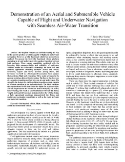Demonstration of an Aerial and Submersible Vehicle Capable of Flight and
  Underwater Navigation with Seamless Air-Water Transition
