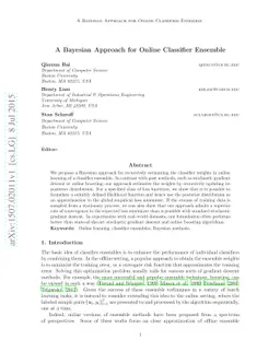 A Bayesian Approach for Online Classifier Ensemble