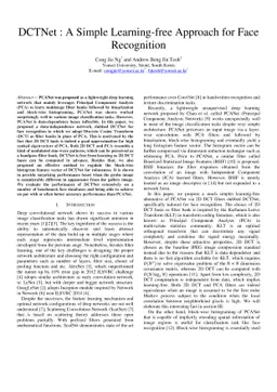 DCTNet : A Simple Learning-free Approach for Face Recognition