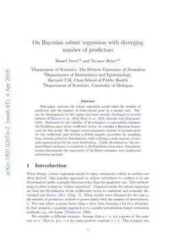 On Bayesian robust regression with diverging number of predictors
