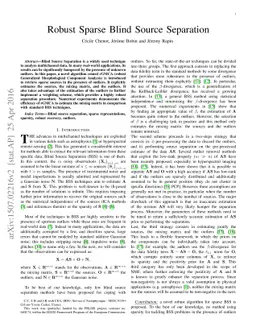 Robust Sparse Blind Source Separation