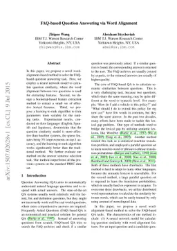 FAQ-based Question Answering via Word Alignment
