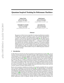 Quantum Inspired Training for Boltzmann Machines
