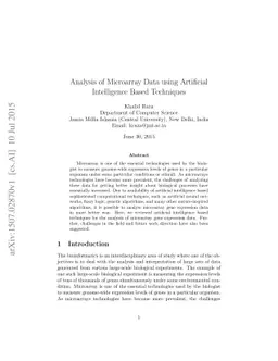 Analysis of Microarray Data using Artificial Intelligence Based
  Techniques