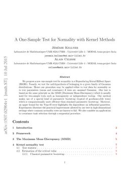 A One-Sample Test for Normality with Kernel Methods