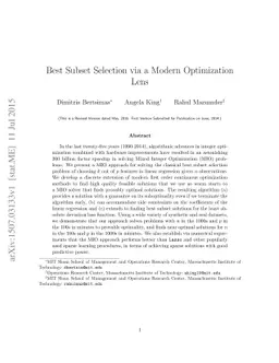 Best Subset Selection via a Modern Optimization Lens