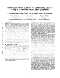 Continuous Partial Quorums for Consistency-Latency Tuning in Distributed
  NoSQL Storage Systems